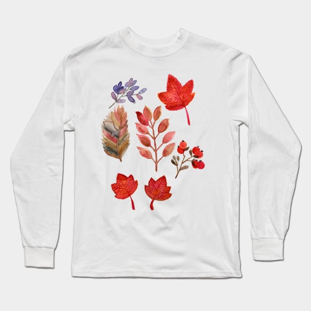 Autumnal watercolor Long Sleeve T-Shirt by Annka47